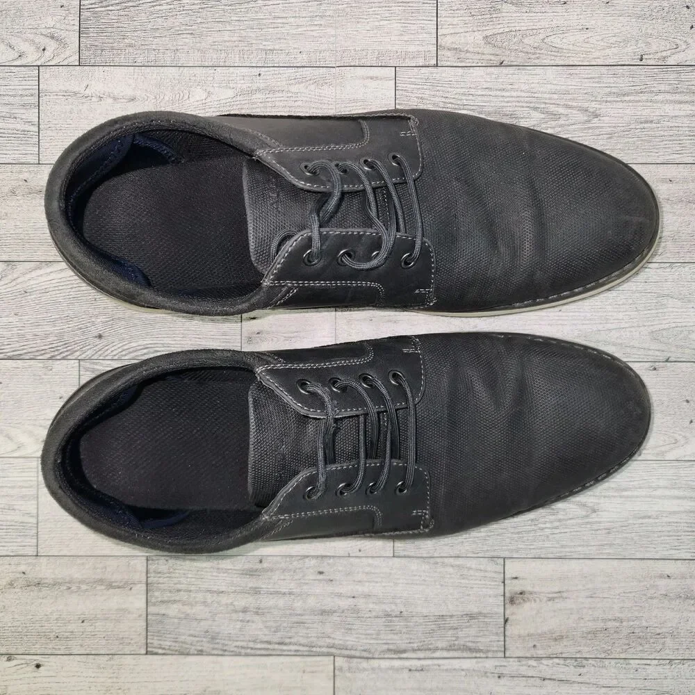 Aldo Mens Dark Gray Textured Fabric Leather Oxford Derby Shoes Size 10.5